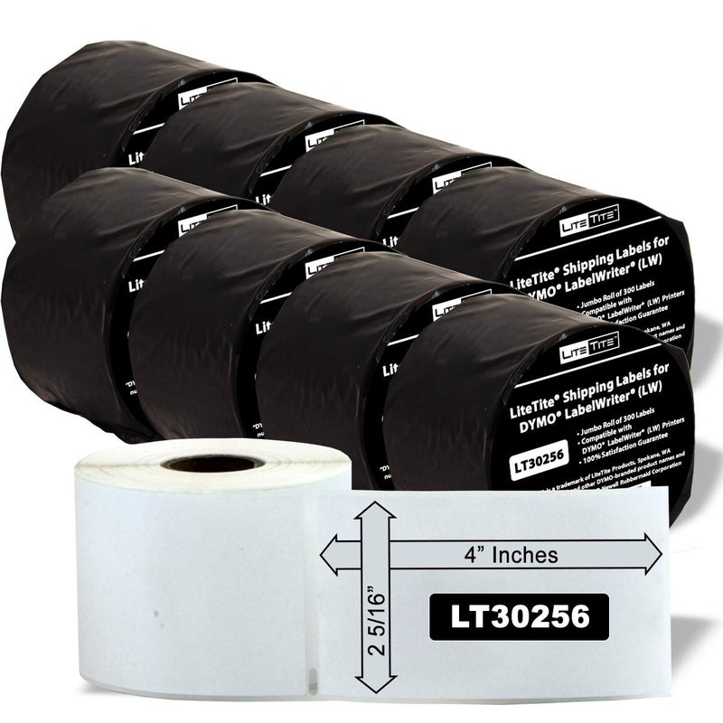 LiteTite LT30256-8 Labels Compatible with DYMO (LW), 2-5/16 x 4 Inches, 8 Rolls, 2400 Labels (LT30256) - Image 1
